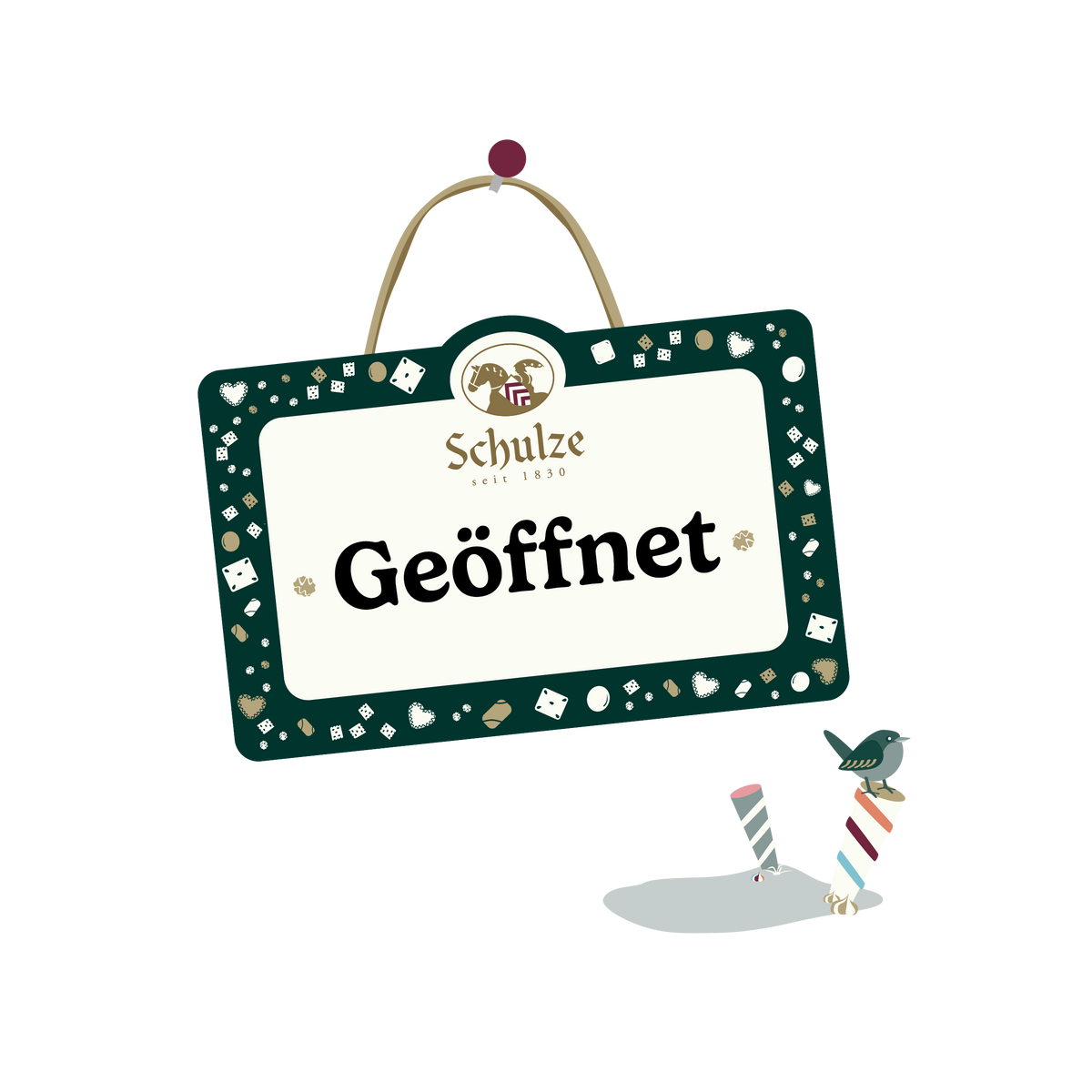 Schild mit dem Text "Geöffnet"