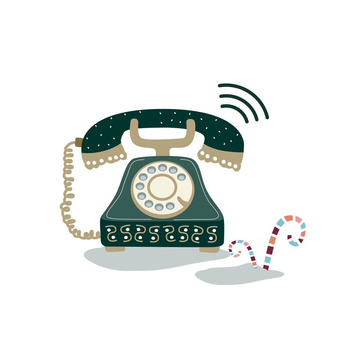 Illustriertes Telefon mit Kabel
