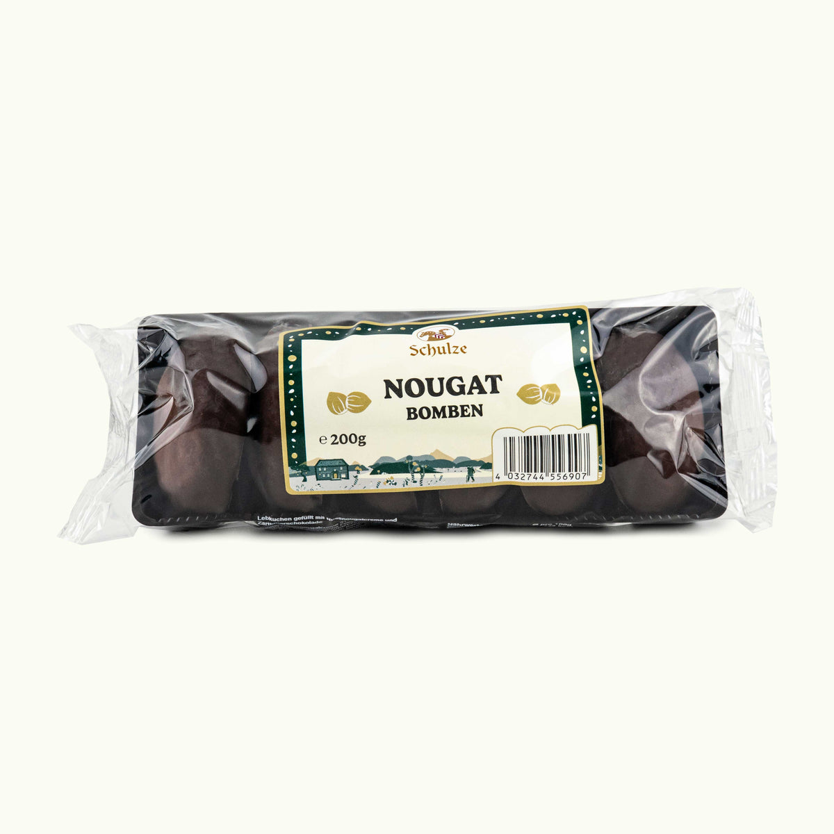 Nougat Bomben im Folienbeutel mit Etikett