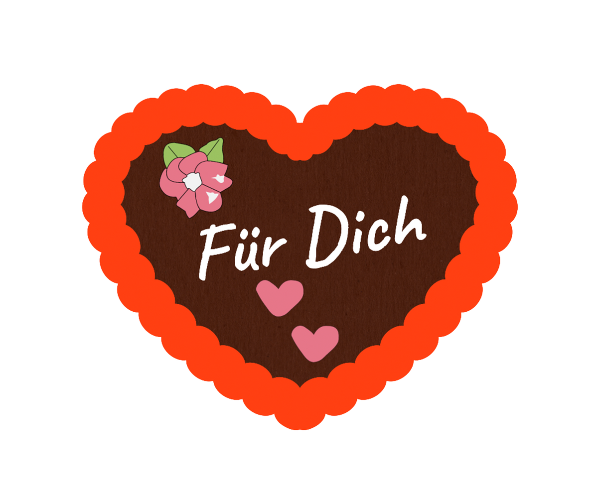 Individuelles Lebkuchenherz mit rotem Zuckerguss und dem Text "Für Dich"